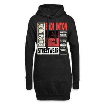 Badminton Federball Sport Spieler Vintage Retro - Hoodie-Kleid - Schwarz - Vorne