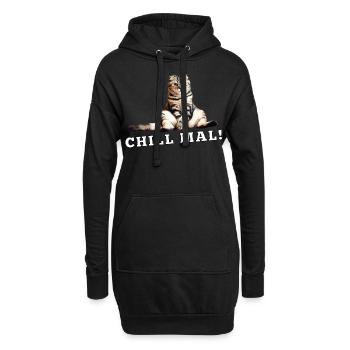 Katze Chill mal - Hoodie-Kleid - Schwarz - Vorne