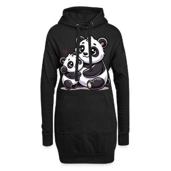 Parent panda aimant avec enfant - Sweat-shirt à capuche long Femme - noir - Devant