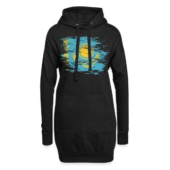 Drapeau du Kazakhstan utilisé - Sweat-shirt à capuche long Femme - noir - Devant