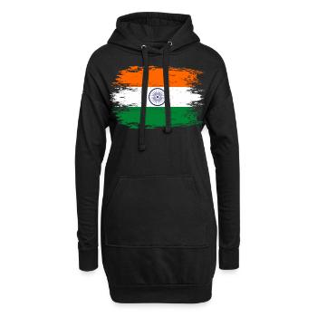 Drapeau de l’Inde aspect utilisé - Sweat-shirt à capuche long Femme - noir - Devant