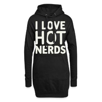 I Love Hot Nerds 16 - Hoodie-Kleid - Schwarz - Vorne