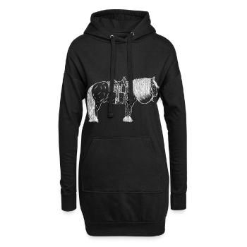 Pferd - Hoodie-Kleid - Schwarz - Vorne