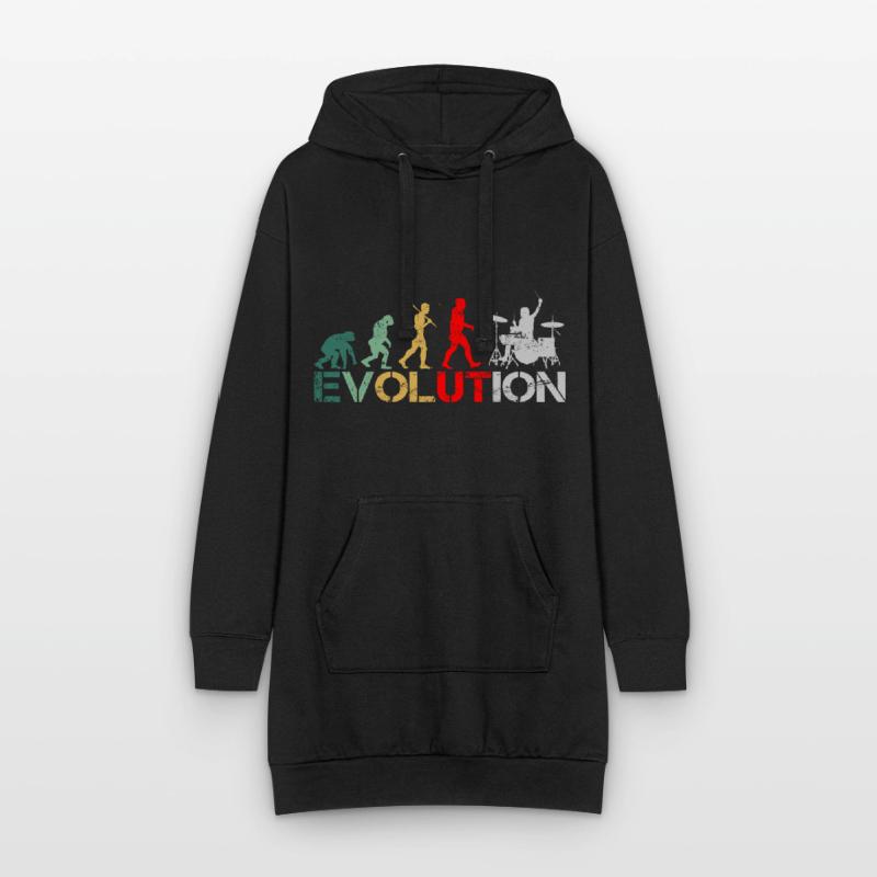 Batteur drummer Evolution Retro Sweat-shirt à capuche long Femme