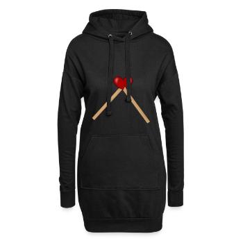 Herz Streichhölzer - Hoodie-Kleid - Schwarz - Vorne