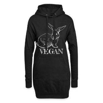 Coole Häschen-vegane Geschenke für Vegan-Kaninchen - Hoodie-Kleid - Schwarz - Vorne