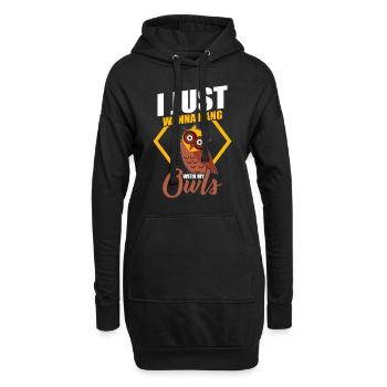 Ich will nur mit meinen Eulen hängen Eule Lustig - Hoodie-Kleid - Schwarz - Vorne