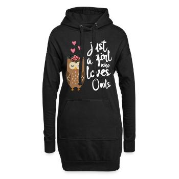 Eule Nur ein Mädchen dass Eulen liebt - Hoodie-Kleid - Schwarz - Vorne