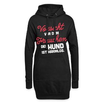 Vorsicht vor dem Frauchen - Hoodie-Kleid - Schwarz - Vorne