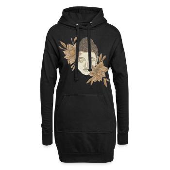 Bouddha avec des fleurs - Sweat-shirt à capuche long Femme - noir - Devant