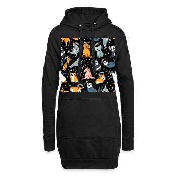 Weltraumtiere, Tiere im Weltraum, Astronautentiere - Hoodie-Kleid - Schwarz - Vorne