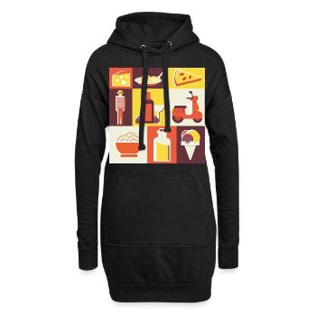 Italienisches Essen, italienische Speisen - Hoodie-Kleid - Schwarz - Vorne