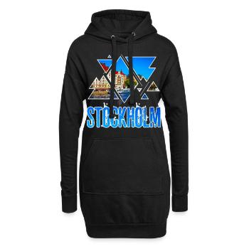 Stockholm Schweden Sweden Skyline Stadt City - Hoodie-Kleid - Schwarz - Vorne