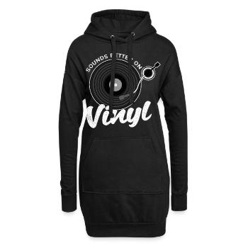 Vinyle - Sweat-shirt à capuche long Femme - noir - Devant