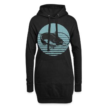 Retro Wels Vintage Wels - Hoodie-Kleid - Schwarz - Vorne