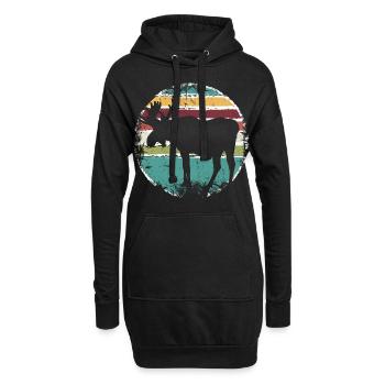 Retro Elch Vintage Elch - Hoodie-Kleid - Schwarz - Vorne