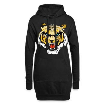 Cooles Tiger Kopf T-Shirt - Hoodie-Kleid - Schwarz - Vorne