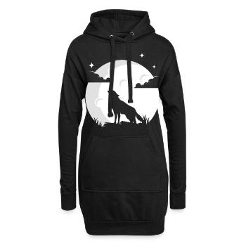 Wolf Mond Wolfsrudel Wolf Wölfe - Hoodie-Kleid - Schwarz - Vorne