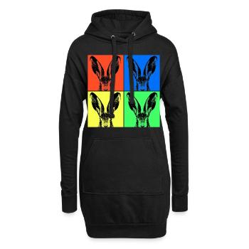Osterhase Hase Pop Art zu Ostern zum Osterfest - Hoodie-Kleid - Schwarz - Vorne