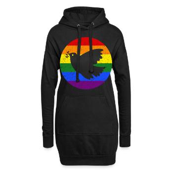 Peace Flagge Friedenstaube - Hoodie-Kleid - Schwarz - Vorne