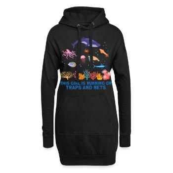 Girl Net Boat Marine Biologist Biology Ocean - Hoodie Dress - black - Front