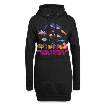 Girl Net Boat Biologiste marin Biologie Océan - Sweat-shirt à capuche long Femme - noir - Devant