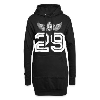 29 Zahl Krone - Hoodie-Kleid - Schwarz - Vorne