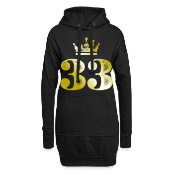33 Zahl Krone Gold - Hoodie-Kleid - Schwarz - Vorne