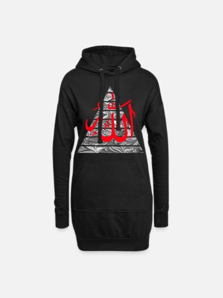 allah rot - Hoodie-Kleid - Schwarz