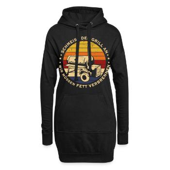 Schmeiss Den Grill An Wir Müssen Fett Verbrennen - Hoodie-Kleid - Schwarz - Vorne