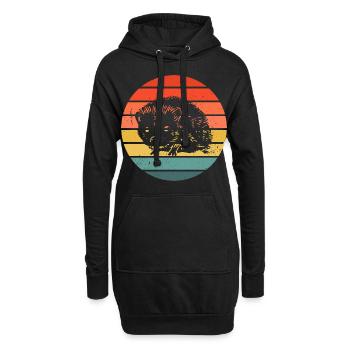 Hedgie Retro Sunset Hérisson - Sweat-shirt à capuche long Femme - noir - Devant