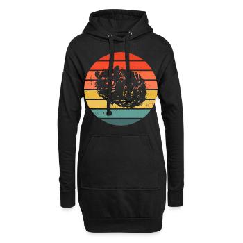 Hedgie Retro Sunset Hérisson - Sweat-shirt à capuche long Femme - noir - Devant