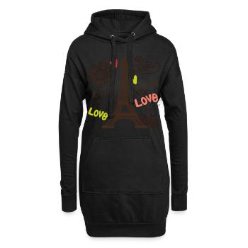Paris Tour Eiffel Arc de Triomphe L’amour de Frankre - Sweat-shirt à capuche long Femme - noir - Devant