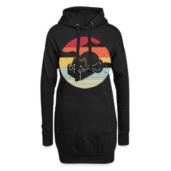Drôle de chat dans un style rétro - Sweat-shirt à capuche long Femme - noir - Devant