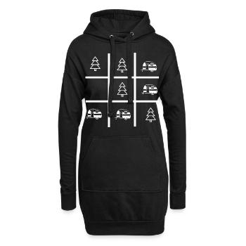 Tic Tac Spiel - Camping - (2) - Hoodie-Kleid - Schwarz - Vorne