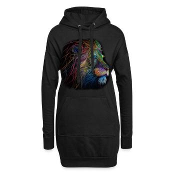 Löwe Raubkatze Tiere Geschenk Kunst Tiermotiv - Hoodie-Kleid - Schwarz - Vorne