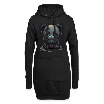 niedlicher trauriger Panda - Hoodie-Kleid - Schwarz - Vorne