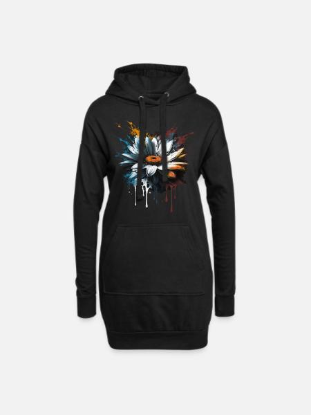 Gänseblümchen - Hoodie-Kleid - Schwarz