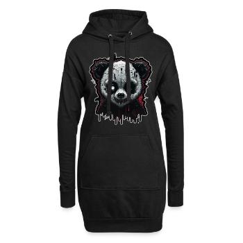 Panda effrayant - Sweat-shirt à capuche long Femme - noir - Devant