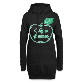 Vegan Power Design avec le logo de la pomme verte - Sweat-shirt à capuche long Femme - noir - Devant