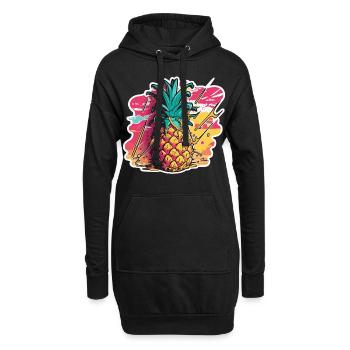 Ananas Obst - Hoodie-Kleid - Schwarz - Vorne
