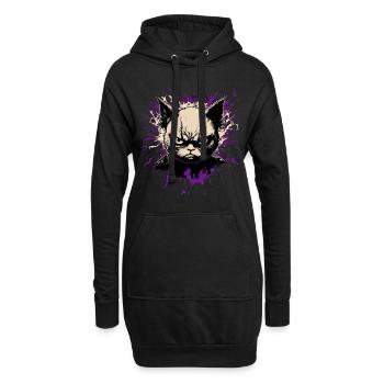 Méchant chat - Sweat-shirt à capuche long Femme - noir - Devant
