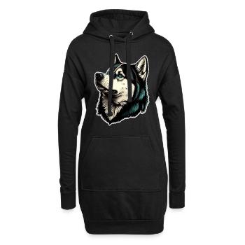 Husky Dog - Hoodie-Kleid - Schwarz - Vorne