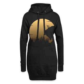 Galgo Espanol Hund Greyhound Mond Silhouette - Hoodie-Kleid - Schwarz - Vorne