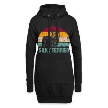 Australian Silky Terrier Vintage Rétro - Sweat-shirt à capuche long Femme - noir - Devant