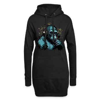 Gorilla Disc Jockey - Sweat-shirt à capuche long Femme - noir - Devant