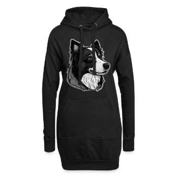 Border Collie - Hoodie-Kleid - Schwarz - Vorne