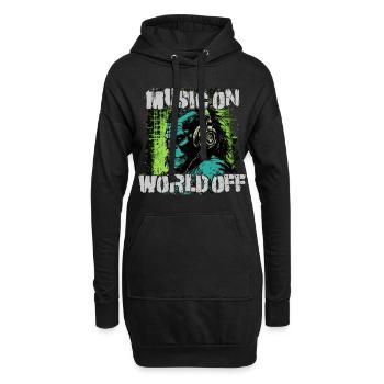 Musique allumée, monde éteint - Sweat-shirt à capuche long Femme - noir - Devant