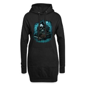 Horrorklavier - Hoodie-Kleid - Schwarz - Vorne