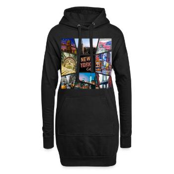 New York City États-Unis Amérique City Skyline Collage - Sweat-shirt à capuche long Femme - noir - Devant